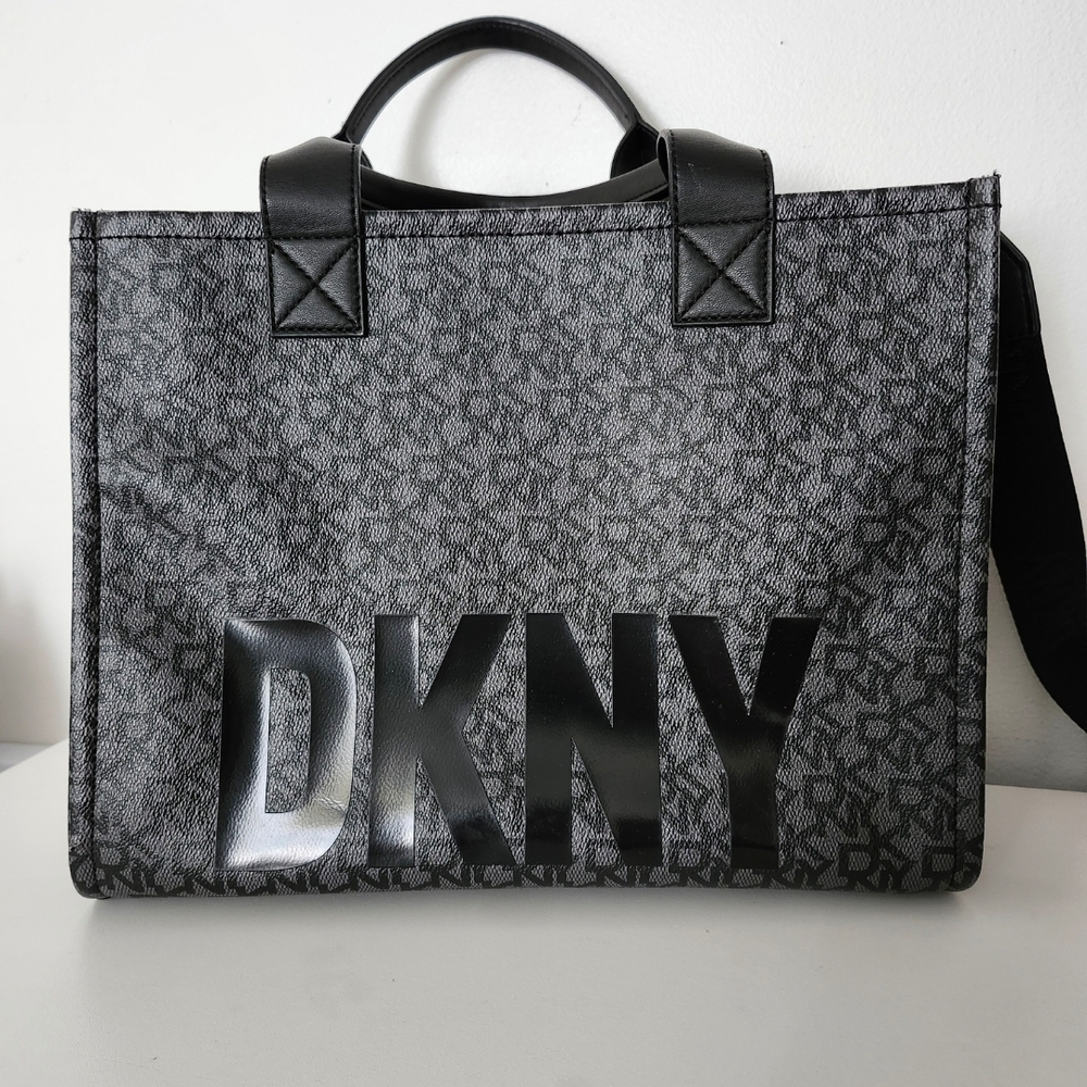 DKNY Black and Gray Logo Bag